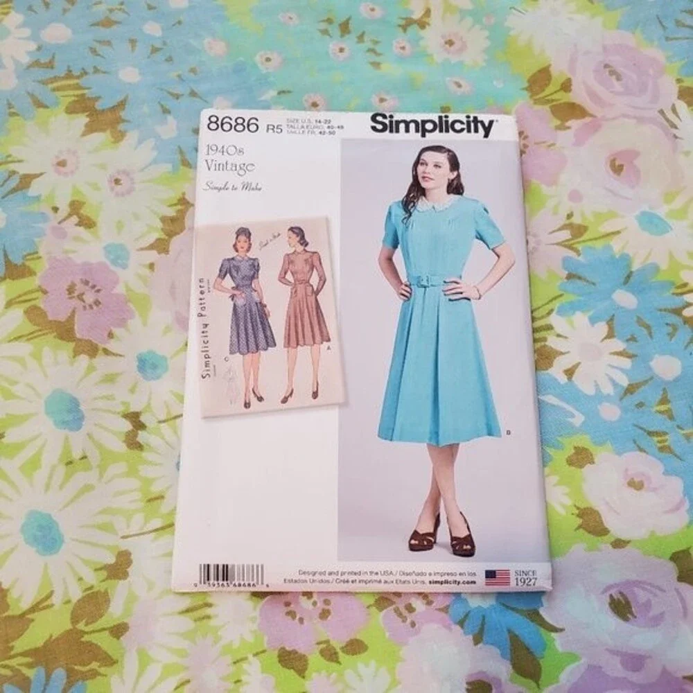 NEW Simplicity Vintage 1940's Dress Sewing Pattern